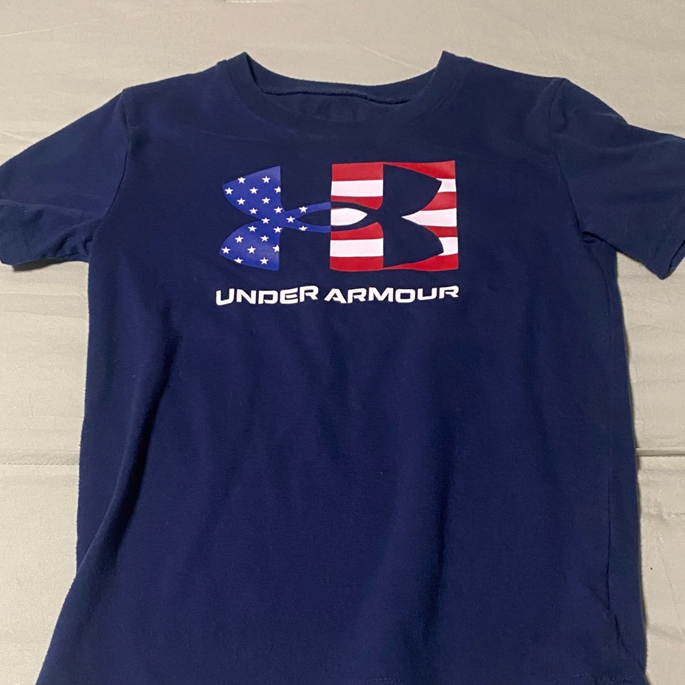 Under Armour Kids Navy Tee with Patriotic Logo